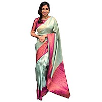 Indian Silk Palace Womens Jacquard Banarasi Cotton Silk Saree With Blouse Piece (ISP-V1-Blue_Blue)