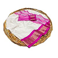 Indian Silk Palace Womens Jacquard Banarasi Cotton Silk Saree With Blouse Piece (ISP-V1-Pink Gulab_Pink)