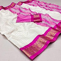 Indian Silk Palace Womens Jacquard Banarasi Cotton Silk Saree With Blouse Piece (ISP-V1-Pink Gulab_Pink)