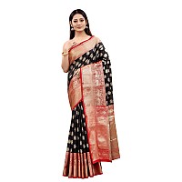 Enthone Womens Heavy Banarasi Art Silk Saree With Unstitched Blouse Piece(Black)