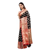 Enthone Womens Heavy Banarasi Art Silk Saree With Unstitched Blouse Piece(Black)