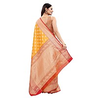 Enthone Womens Heavy Banarasi Art Silk Saree With Unstitched Blouse Piece(Yellow)