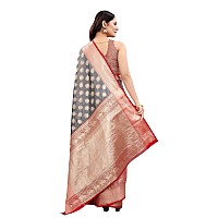 Enthone Womens Heavy Banarasi Art Silk Saree With Unstitched Blouse Piece(Grey)