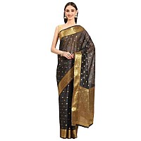 Enthone Womens Banarasi Art Silk Woven Saree With Unstitched Blouse Piece_Black