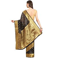 Enthone Womens Banarasi Art Silk Woven Saree With Unstitched Blouse Piece_Black