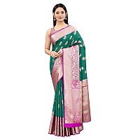 Enthone Womens Heavy Banarasi Art Silk Saree With Unstitched Blouse Piece(Rama)