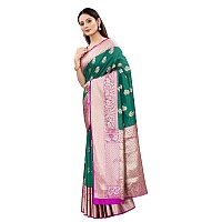 Enthone Womens Heavy Banarasi Art Silk Saree With Unstitched Blouse Piece(Rama)