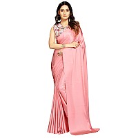 ANANT DESIGNER STUDIO Womens Satin Silk Plain Saree with Designer Blouse Piece Digital Printed (BabyPink)