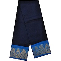 Pure Cotton Saree Medium Size Border Plain Body Navy Blue