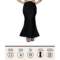 Mogsa Lycra Fishcut Saree Shapewear Petticoat for Women Shapers for Womens Sarees S Black