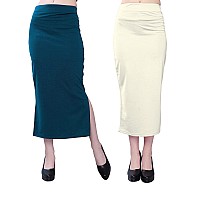 Selvia Womens Lycra Full Elastic Saree Shapewear Petticoat Combo Pack of 2 (292TKN136-XL_292TKN135-XL_Pine Green||Cream)