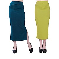 Selvia Womens Lycra Full Elastic Saree Shapewear Petticoat Combo Pack of 2 (292TKN136-XL_292TKN133-XL_Pine Green||Apple Green)