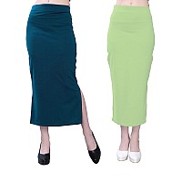 Selvia Womens Lycra Full Elastic Saree Shapewear Petticoat Combo Pack of 2 (292TKN136-XL_292TKN134-XL_Pine Green||Pista Green)