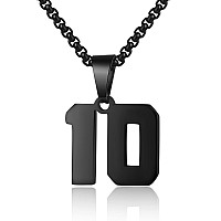 Number Necklace for Boy Black Athletes Number Stainless Steel Chain 0099 Number Charm Pendant Personalized Sports Jewelry for M