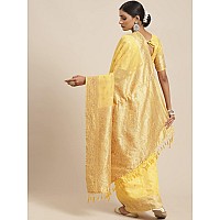 AKHILAM Womens Silk Cotton Banarasi Saree With Unstitched Blouse Piece (Yellow_FF03VMIKA3006)