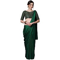 AKHILAM Womens Georgette And Satin Embroidered Saree With Unstitched Blouse Piece Green6STRP7103