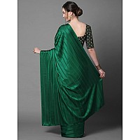 AKHILAM Womens Georgette And Satin Embroidered Saree With Unstitched Blouse Piece Green6STRP7103