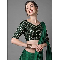 AKHILAM Womens Georgette And Satin Embroidered Saree With Unstitched Blouse Piece Green6STRP7103