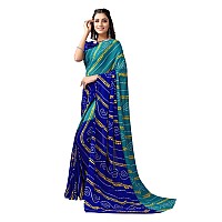 Satrani Womens Bandhani Printed Georgette Saree with Unstitched Blouse Piece(2351SR822_Teal Blue, Blue)