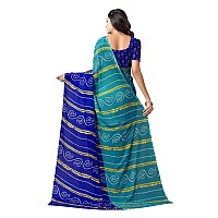 Satrani Womens Bandhani Printed Georgette Saree with Unstitched Blouse Piece(2351SR822_Teal Blue, Blue)