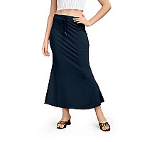 Kipzy Lycra Saree Shapewear Long Skirt for Women for Beach Night Out Regular Office Party Navy Blue XL