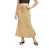 Kipzy Lycra Saree Shapewear Long Skirt for Women for Beach Night Out Regular Office Party Beige 4XL