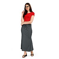 Kipzy Lycra Saree Shapewear Long Skirt for Women for Beach Night Out Regular Office Party Grey 2XL