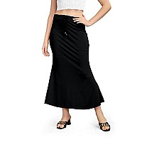 Kipzy Lycra Saree Shapewear Long Skirt for Women for Beach Night Out Regular Office Party Black 4XL