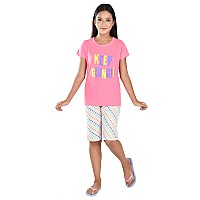 Clothe Funn Girls Coordinate Set Girls Nightwear Set 34 Years Neon Pink Aop