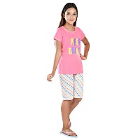 Clothe Funn Girls Coordinate Set Girls Nightwear Set 34 Years Neon Pink Aop