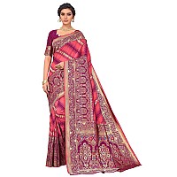 Glory Sarees Womens Banarasi Silk Saree With Blouse Piece Kara157Pink