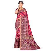 Glory Sarees Womens Banarasi Silk Saree With Blouse Piece Kara157Pink