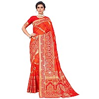 Glory Sarees Womens Banarasi Silk Saree With Blouse Piece Kara157Orange