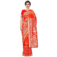 Glory Sarees Womens Banarasi Silk Saree With Blouse Piece Kara157Orange