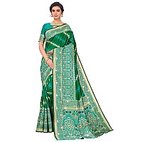 Glory Sarees Womens Banarasi Silk Saree With Blouse Piece Kara157Green