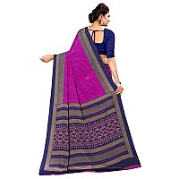 Uniform Sarees Corp Lavender and Blue Womens Premium Silk Crepe Plain Border Teachers (GRE) Uniform Sarees With Blouse Piece