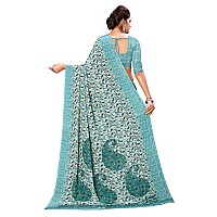 Uniform Sarees Corp Light Blue Womens Premium Italian Silk Paisley Print Receptionist (DOL) Uniform Sarees With Blouse Piece