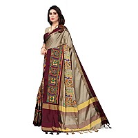 SERONA FABRICS Womens Banarasi Cotton Silk Embroidered Work Saree With Blouse Piece