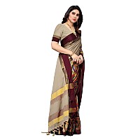 SERONA FABRICS Womens Banarasi Cotton Silk Embroidered Work Saree With Blouse Piece