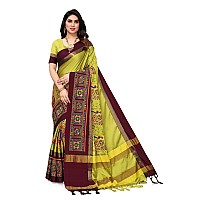 SERONA FABRICS Womens Banarasi Cotton Silk Embroidered Work Saree With Blouse Piece