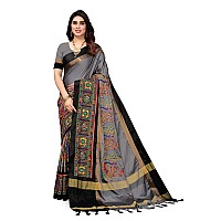 SERONA FABRICS Womens Banarasi Cotton Silk Embroidered Work Saree With Blouse Piece