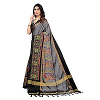 SERONA FABRICS Womens Banarasi Cotton Silk Embroidered Work Saree With Blouse Piece