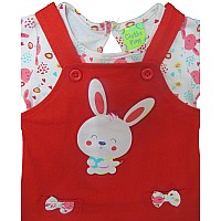 Clothe Funn New Born Knee Length Baby Girl Dress Peachred 03 Months