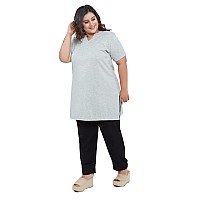 Cupid Womens Cotton Plus Size Plain Half Sleeves Long Top For Summer And Semi Summers With One Side Pocket For Ladies Solid Regu