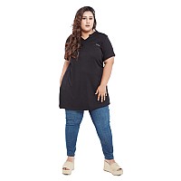 Cupid Womens Cotton Plus Size Half Sleeves Long Top For Summer And Semi Summers With Pocket For Ladies T Shirtblack Top4Xlarg