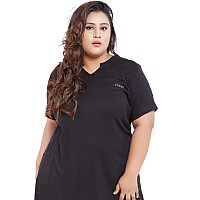 Cupid Womens Cotton Plus Size Half Sleeves Long Top For Summer And Semi Summers With Pocket For Ladies T Shirtblack Top4Xlarg