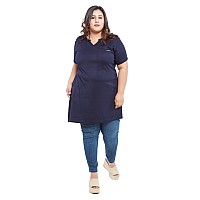 Cupid Womens Cotton Plus Size Plain Half Sleeves Long Top For Summer And Semi Summers With One Side Pocket For Ladies Solid T Sh