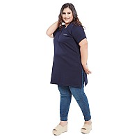 Cupid Womens Cotton Plus Size Plain Half Sleeves Long Top For Summer And Semi Summers With One Side Pocket For Ladies Solid T Sh