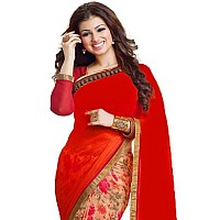 SM TRENDZ Womens Georgette Georgette Saree With Blouse Piece (A4-125_Orange, Red)