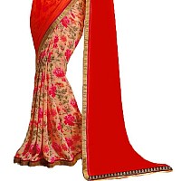 SM TRENDZ Womens Georgette Georgette Saree With Blouse Piece (A4-125_Orange, Red)